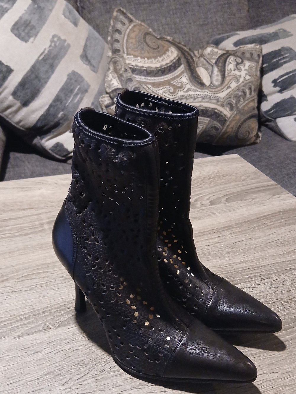 Gianni Versace Dark Brown Laser-Cut Perforated Leather Ankle Boots 35.5 (US 5.5)